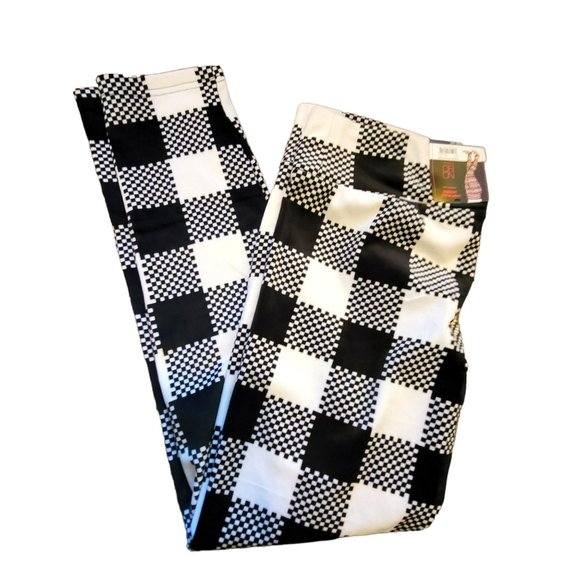 Black and White Check Leggings High Rise Juniors Size 3X (21) NWT JJ1971 - Picture 1 of 6